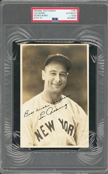 Lou Gehrig Signed And Inscribed George Burke Type 1 Photo - PSA/DNA 10 Signature! - (Beckett)